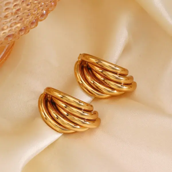 Wholesale Ion Plating (IP) 18K Gold Plated Solid Color 304 Stainless Steel Simple Style Classic Style Waterproof Non Tarnish Ear Studs