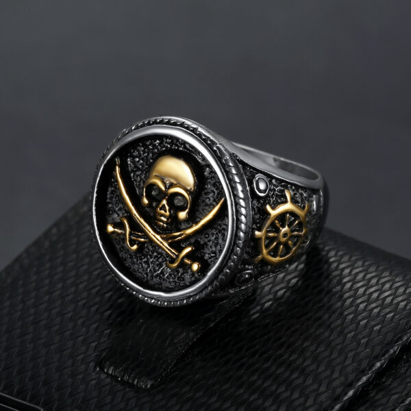 Wholesale NIGHTWORKS Europe, America and Caribbean Pirates Skull Seal Ring Men's Retro Index Finger Large Size Stainless Steel Ring