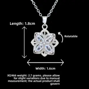 XL2466 Four-Petal Flower Necklace / Silver