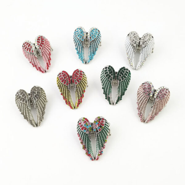 Wholesale Multi-color European and American Diamond-encrusted Three-dimensional Angel Wings Ring Elastic Adjustable Women's Ring Vapor Retro Women's Ring