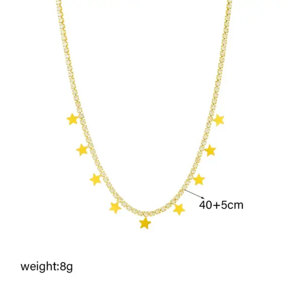 Wholesale Elegant Lady Star Titanium Steel Inlay Rhinestones Bracelets Necklace
