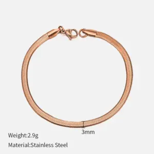 Rose Gold-3mm / 19cm
