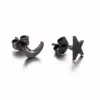 Simple Style Triangle Moon nut Tree Stainless Steel Asymmetrical Plating Ear Studs 1 Pair