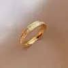 Wholesale Jewelry Fashion Geometric 304 Stainless Steel Zircon Gold Plated Inlay Rings