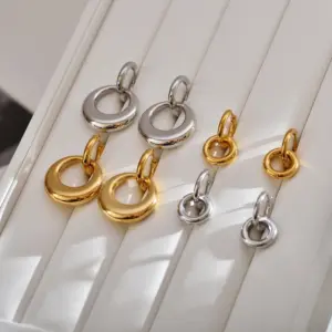 Wholesale PVD Coated Gold Plated Solid Color Stainless Steel Casual Waterproof Non Tarnish Drop Earrings