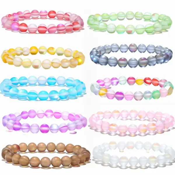 Wholesale Simple Style Multicolor Moonstone Beaded Bracelets