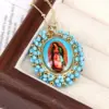 Wholesale Copper Inlay Human Geometric Seed Bead Pendant Necklace