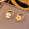 Wholesale PVD Coated Real Gold Plated 18K Gold Flower 304 Stainless Steel Elegant Waterproof Non Tarnish Earrings