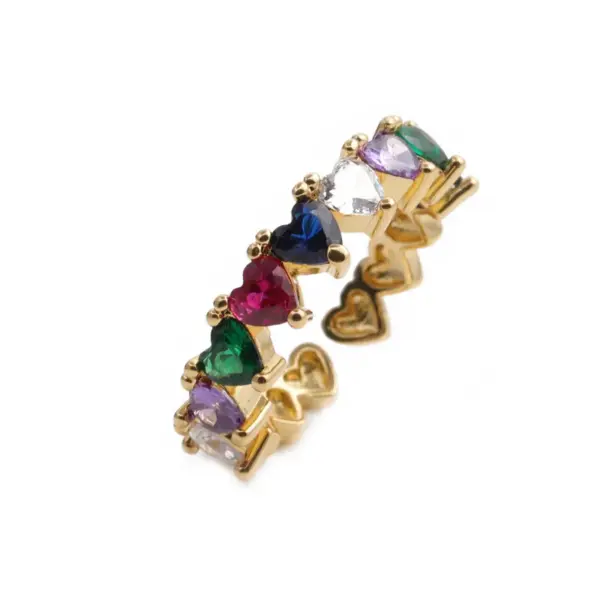 Wholesale Fashion Heart-shaped Copper Inlaid Zircon Ring Wholesale