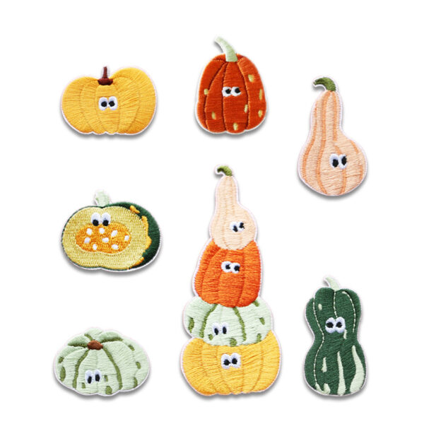 Wholesale Self-Paste Funny Pumpkin Embroidery Cloth Sticker Bag Mobile Phone Cute Decorative Embroidery Sticker Clothes Hole Patch Sticker