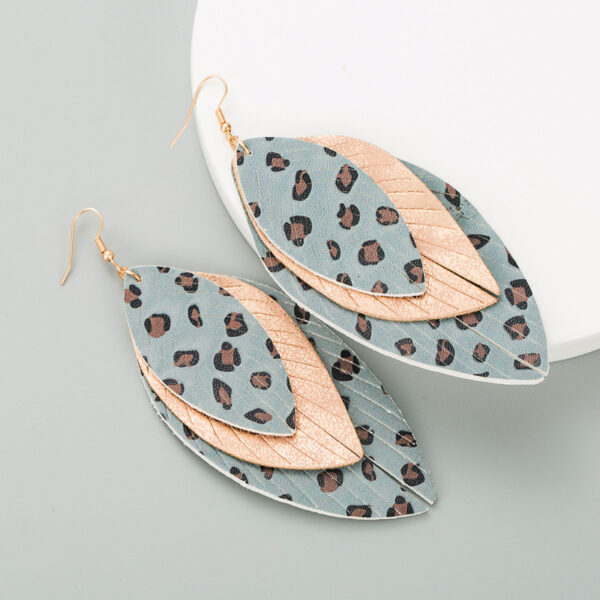 oly-af7d6256cb2cbbfc9f268fc12e04638d Wholesale European and American New Creative Exaggerated Multi-layer Leather Printed Leaf Shape Earrings Bohemian Fashion Trend Earrings