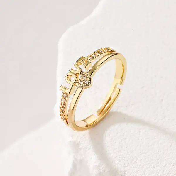 Wholesale Fashion Star Fish Tail Copper Gold Plated Zircon Open Ring 1 Piece
