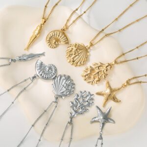 oly-af84dd08f5429c33ee336fc9fe39a8f3 Wholesale Stainless steel marine life color-preserving necklace