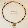 Wholesale 304 Stainless Steel Natural Stone Titanium Steel 14K Gold Plated Retro Ethnic Style Classic Style Plating Geometric Round Eye Rings Necklace