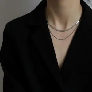 Wholesale Ig Style Simple Style Solid Color Titanium Steel Plating Layered Necklaces Necklace
