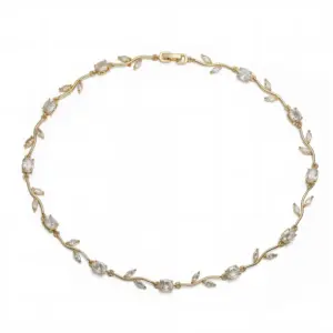 Golden White Diamond Tulip Necklace