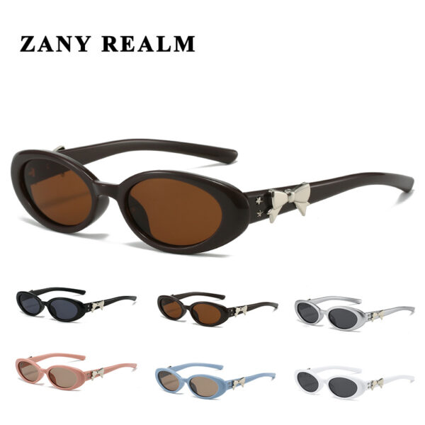 Wholesale 24 new jennie sunglasses women's oval small frame high sense sunglasses bow Europe and the United States cross-border