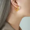 Wholesale PVD Coated Real Gold Plated Twist Titanium Steel Simple Style Waterproof Non Tarnish Earrings