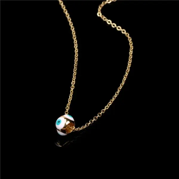 Wholesale New Copper Dripping Oil Eye Pendant Female Gold-plated Necklace Turkish Devil Eye Necklace Cross-border Wholesale