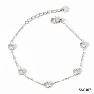 Sag407 Steel Bracelet White Zirconium