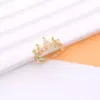 Wholesale Shiny Crown Copper 18k Gold Plated Artificial Pearls Zircon Open Rings In Bulk