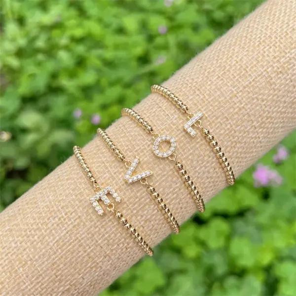 Wholesale Copper 18K Gold Plated Casual Simple Style Classic Style Plating Inlay Letter Zircon Bracelets