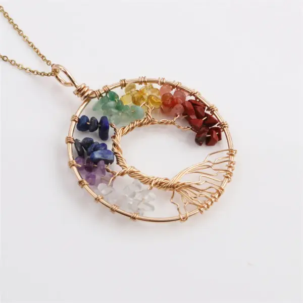 Wholesale Fashion Tree Life Tree Alloy Natural Stone Natural Stone Necklace In Bulk