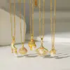 304 Stainless Steel 18K Gold Plated Casual Simple Style Polishing Plating Inlay Conch Shell Artificial Rhinestones Plastic Pendant Necklace