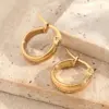 Wholesale Popular DIY Jewelry 201 Stainless Steel Water Plating Pattern Hoop Earrings Round Design Polished Finish