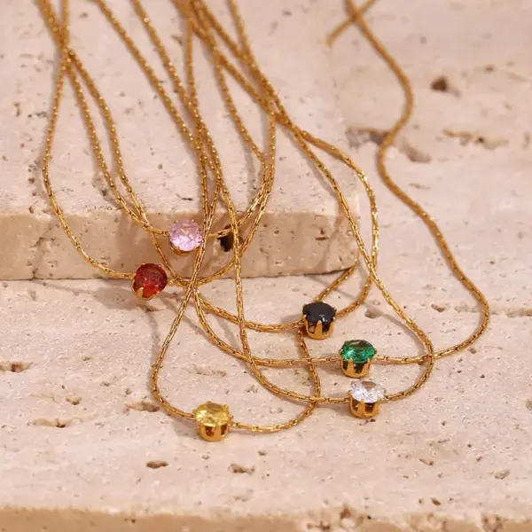 PVD Coated Real Gold Plated 18K Gold Round 304 Stainless Steel Simple Style Classic Style Waterproof Non Tarnish 304 Stainless Steel Necklace