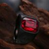 Wholesale Wish cross-border hot selling fashion men's red big gem domineering punk style ring jewelry