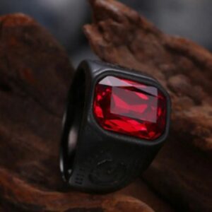 Wholesale Wish cross-border hot selling fashion men's red big gem domineering punk style ring jewelry