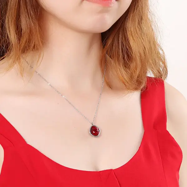 Wholesale Jewelry Formal Simple Style Geometric 304 Stainless Steel Zircon Inlay Pendant Necklace