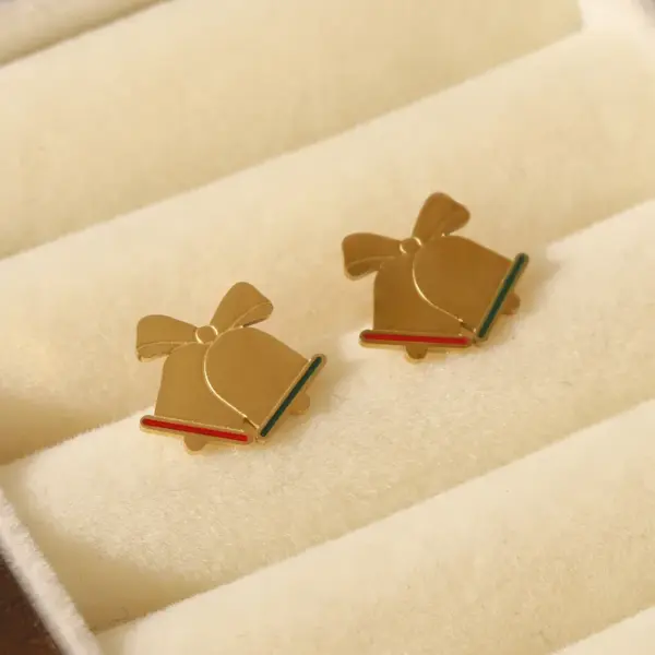 Wholesale 1 Pair Christmas Sweet Simple Style Christmas Tree Santa Claus Enamel 304 Stainless Steel Zircon 14K Gold Plated Ear Studs