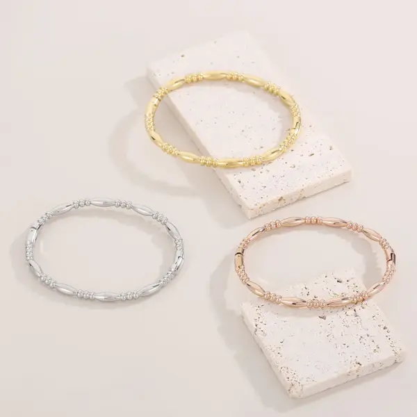 Wholesale 304 Stainless Steel Bamboo PVD Coated 18K Real Gold Plated IG Style Commute Waterproof Non Tarnish Plating Bangle