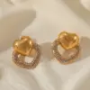 oly-afbc9fc77f2db01690daa06d3c9b05d2 Wholesale 1 Pair Elegant Basic Luxurious Bag Heart Shape Twist Plating Inlay 304 Stainless Steel Zircon 18K Gold Plated Earrings