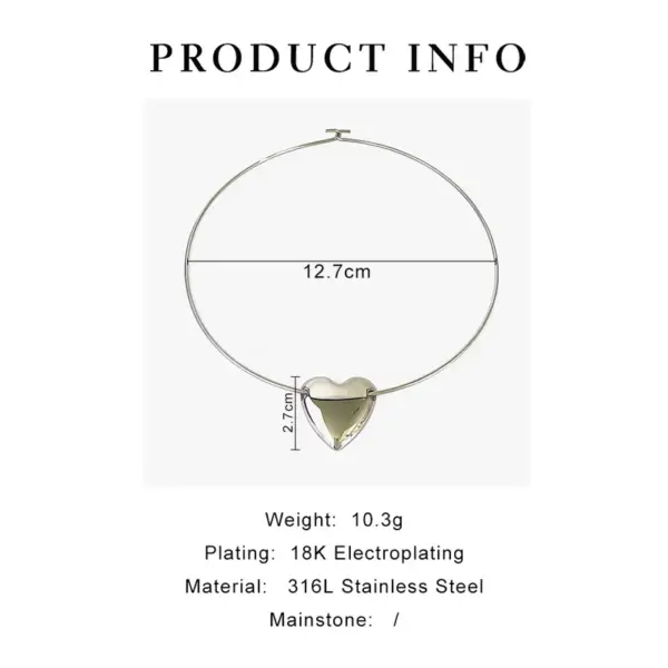 PVD Coated Real Gold Plated Heart Shape 316 Stainless Steel Simple Style Classic Style Waterproof Non Tarnish Irregular Choker