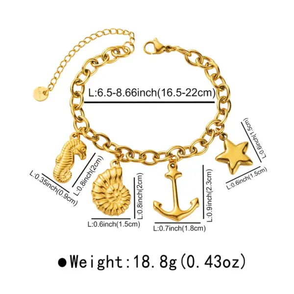 Casual Beach Starfish Dolphin Hipcampus 304 Stainless Steel Bracelets In Bulk