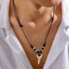 Wholesale European and American fashion personalized wooden beads shark tooth necklace jewelry men's hip hop niche high-grade simple cross-border jewelry