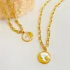 Wholesale 201 Stainless Steel 304 Stainless Steel Shell Retro Enamel Plating Inlay Sun Moon Shell Zircon Pendant Necklace