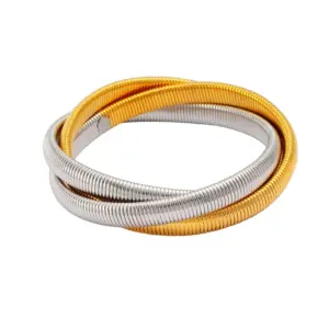 Ck183 Winding Three Rings (Gold-Steel) 8mm