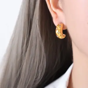 F067-F850-Gold White Zircon Earrings