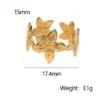 PVD Coated Real Gold Plated 18K Gold Flower 304 Stainless Steel Elegant Vacation Simple Style Waterproof Non Tarnish Open Rings