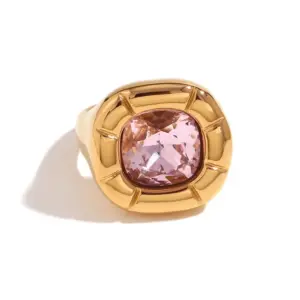 Flower Zircon Ring-Gold Powder-6
