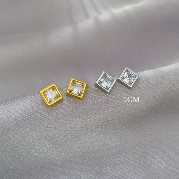 Wholesale PVD Coated Real Gold Plated Square Titanium Steel Simple Style Waterproof Non Tarnish Ear Studs
