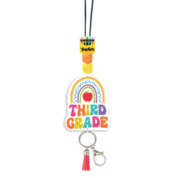 Wholesale Amazon Supply Teacher Rainbow Lanyard Silicone Bead String Lanyard Bohemian Beaded Lanyard Keychain Pendant