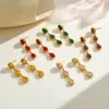 Wholesale 18K Gold Plated Stainless Steel Zirconia Tear Drop Multi-Pendent Earrings Elegant Casual Fashion Jewelry For Women