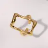 Wholesale PVD Coated Real Gold Plated 18K Gold Geometric 304 Stainless Steel Modern Style Simple Style IG Style Waterproof Non Tarnish Open Rings