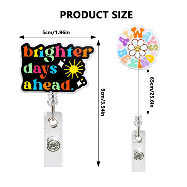 oly-afde759e10a474bfa55d7d4d6297815a Wholesale Acrylic Sunflower English Inspirational Retractable Rotating Badge Reel Doctor Nurse ID Buckle Easy Pull-up Buckle