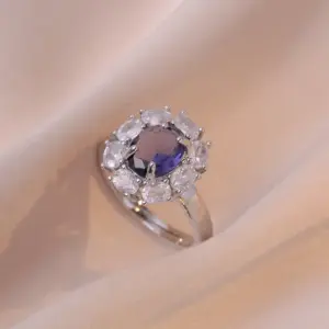 J0198 Steel Color Zircon Ring